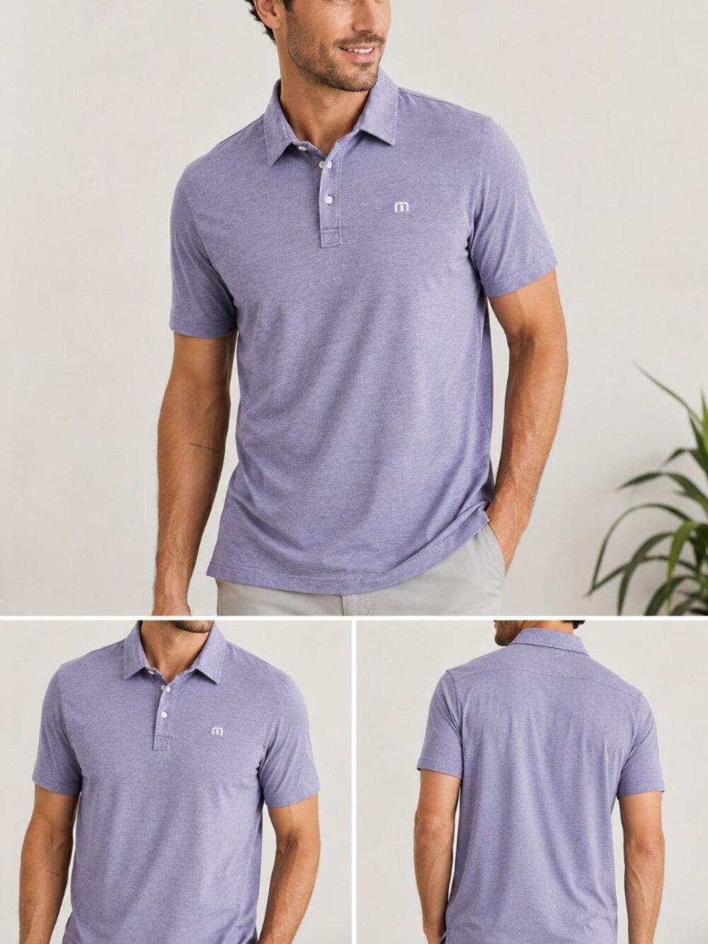 TravisMathew Polo Shirt Men’s Medium | Purple Heather Performance Golf Polo